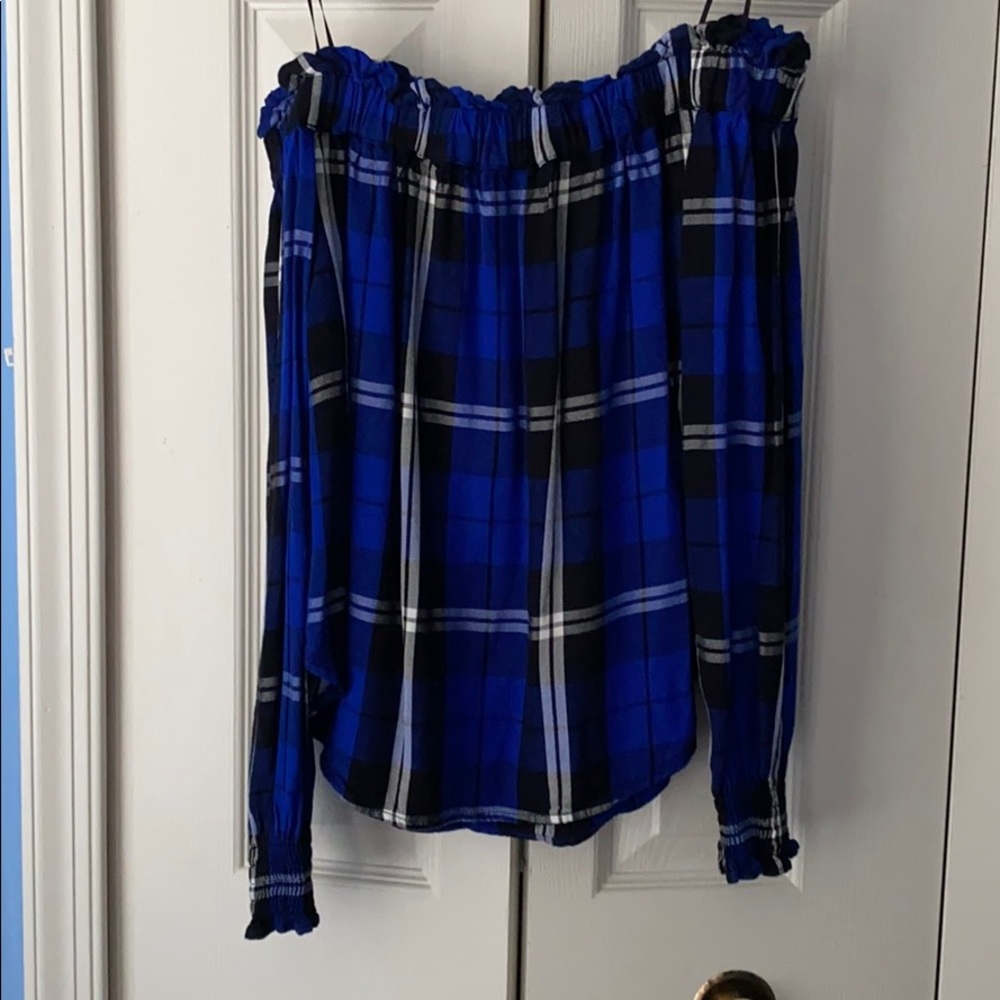 Sanctuary Off The Shoulder Plaid Top